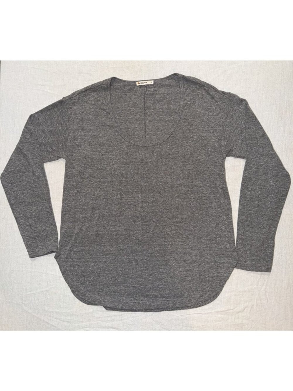 Marine Layer Heather Gray Scoop Neck Long Sleeve Top Size M Tri-Blend Ultra Soft